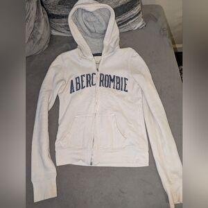 Abercrombie White Zip Up Hoodie